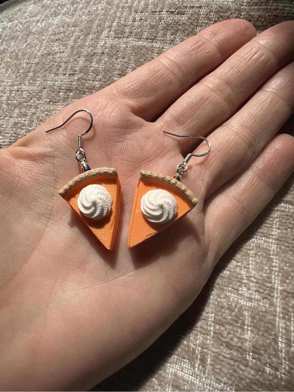Handmade Orange Slice Pie Earrings with Whipped Cream Accent